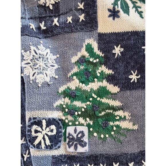 Tiara International Blue Winter Frosty Zip Cardigan size Medium - Picture 8 of 12